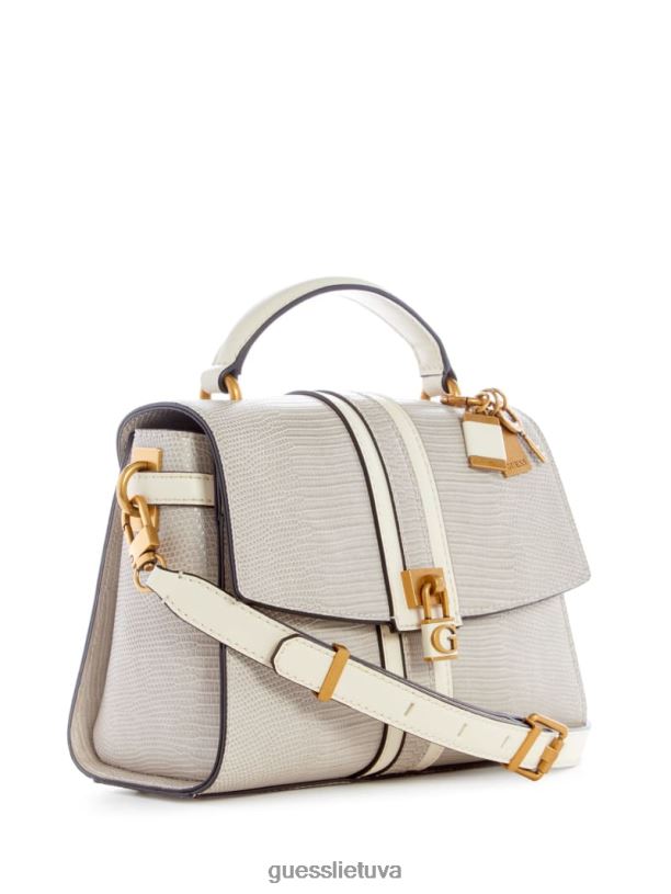 moterys GUESS 6NLN2834 krepšiai taupe ginevra tekstūruotos viršutinės rankenos kryžminis korpusas