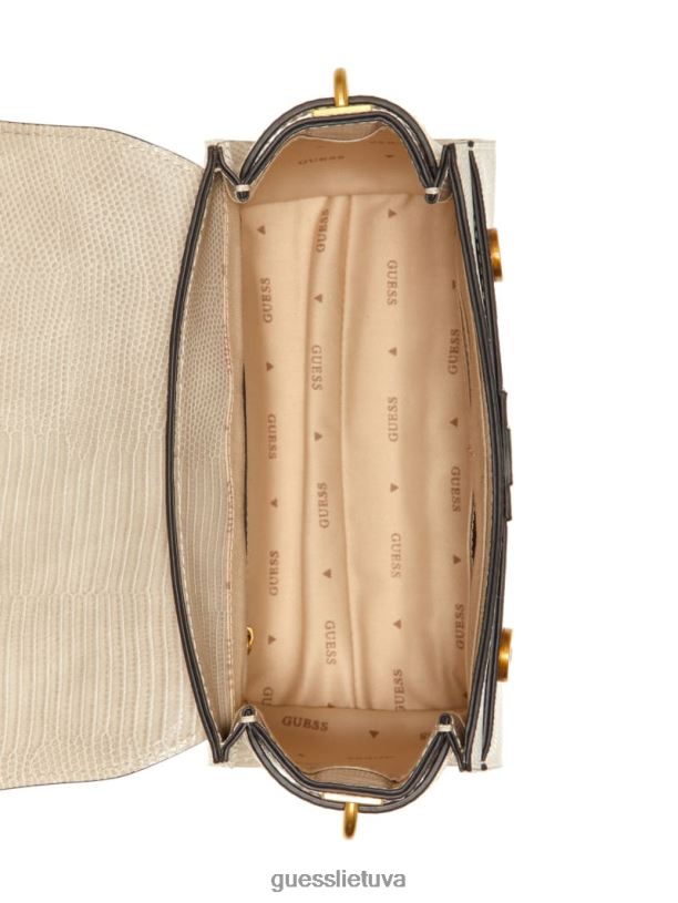 moterys GUESS 6NLN2834 krepšiai taupe ginevra tekstūruotos viršutinės rankenos kryžminis korpusas