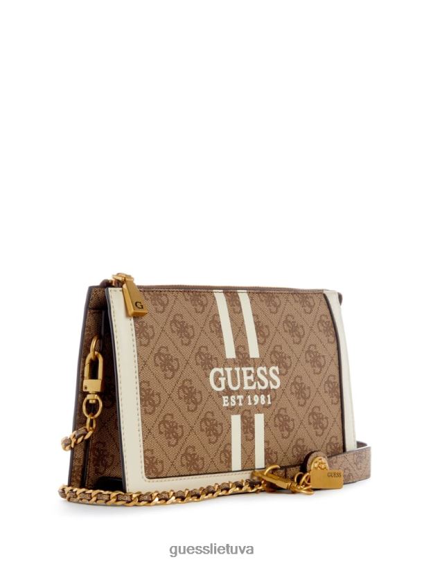 moterys GUESS 6NLN2836 krepšiai latte logotipas abey quattro g kelių skyrių kryžminis korpusas