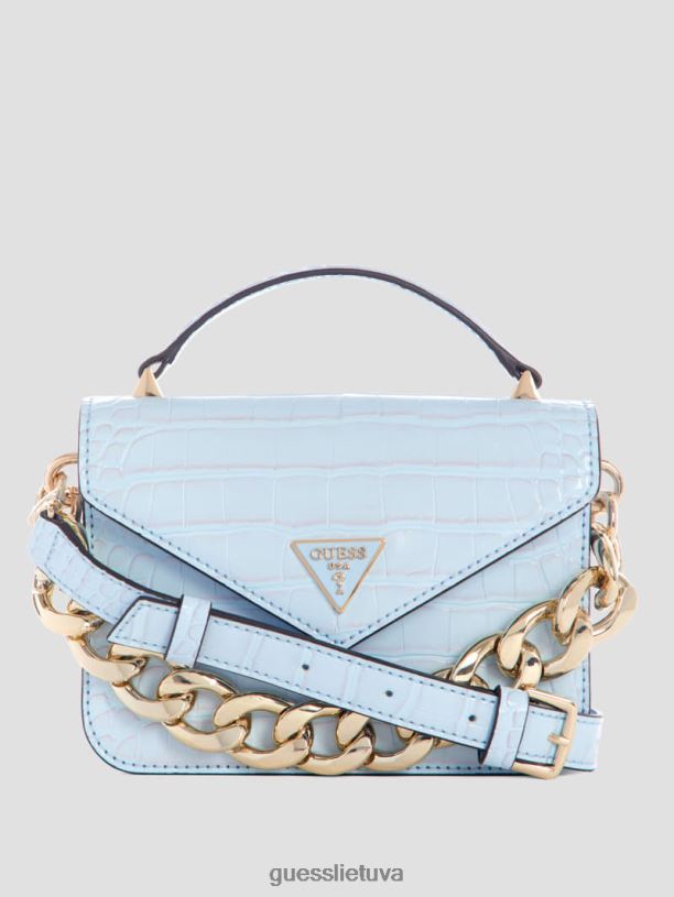 moterys GUESS 6NLN2861 krepšiai milteliai mėlyni retour mini viršutinė rankena crossbody