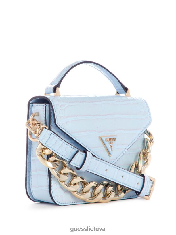 moterys GUESS 6NLN2861 krepšiai milteliai mėlyni retour mini viršutinė rankena crossbody