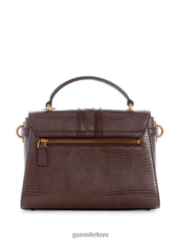 moterys GUESS 6NLN2867 krepšiai rudas ginevra tekstūruotos viršutinės rankenos kryžminis korpusas