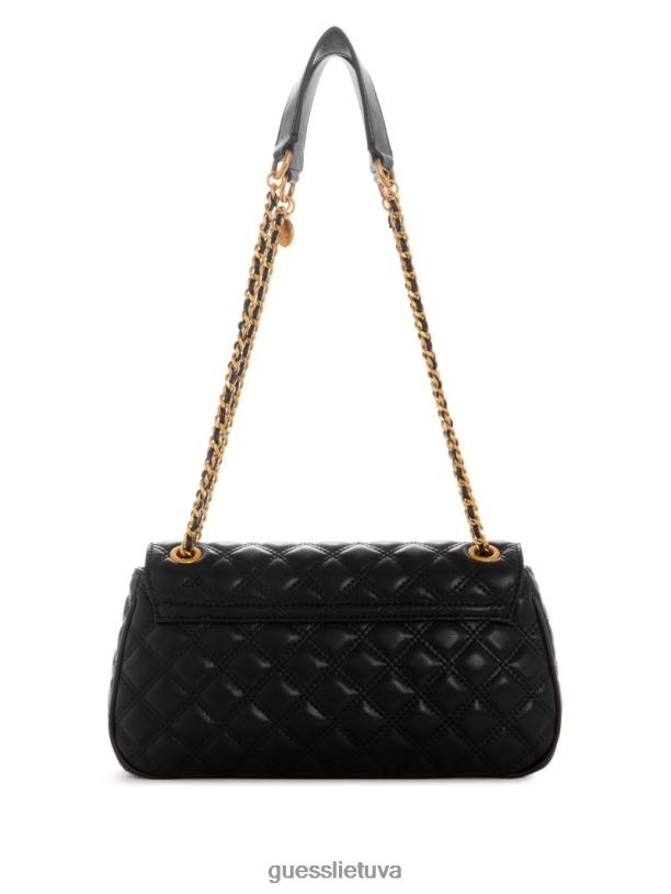 moterys GUESS 6NLN2872 krepšiai juodas gėlių raštas giully dygsniuotas kabrioletas kryžminis