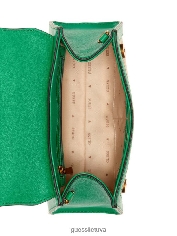 moterys GUESS 6NLN2970 krepšiai žalias Stephi žakardo logotipo viršutinės rankenos krepšys