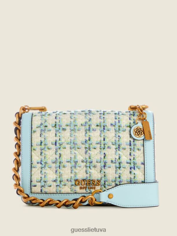 moterys GUESS 6NLN2974 krepšiai aqua abey tweed crossbody