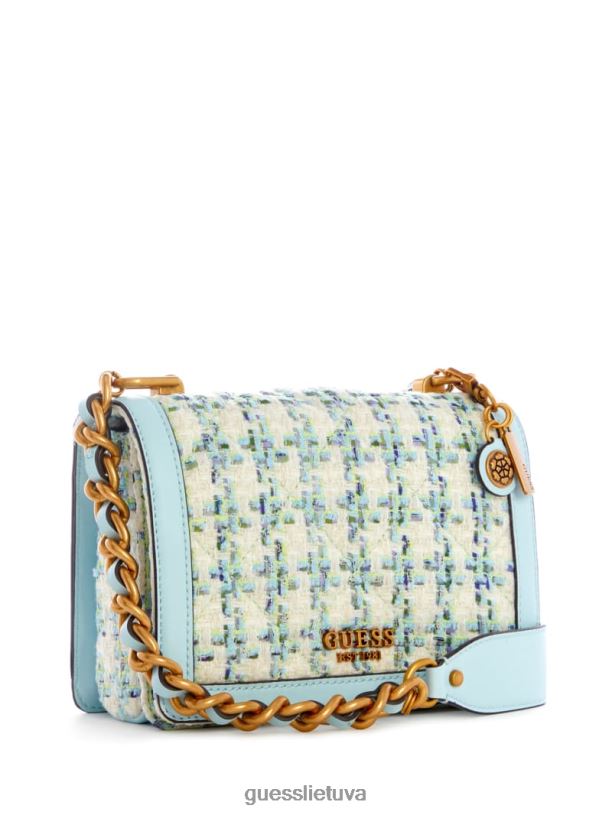 moterys GUESS 6NLN2974 krepšiai aqua abey tweed crossbody
