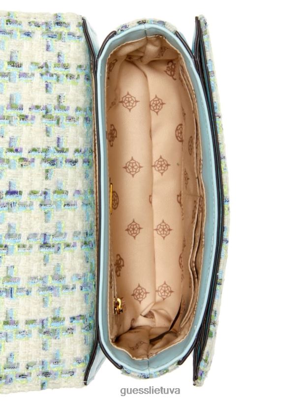 moterys GUESS 6NLN2974 krepšiai aqua abey tweed crossbody