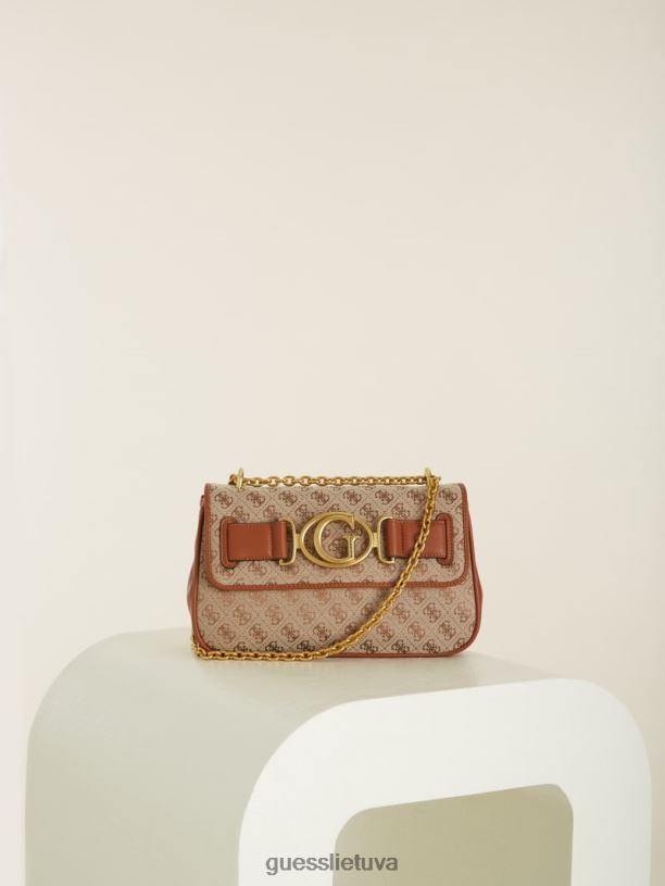 moterys GUESS 6NLN2981 krepšiai latte/konjakas aviana kabrioletas skersinis
