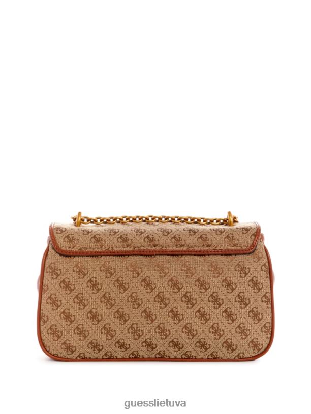 moterys GUESS 6NLN2981 krepšiai latte/konjakas aviana kabrioletas skersinis
