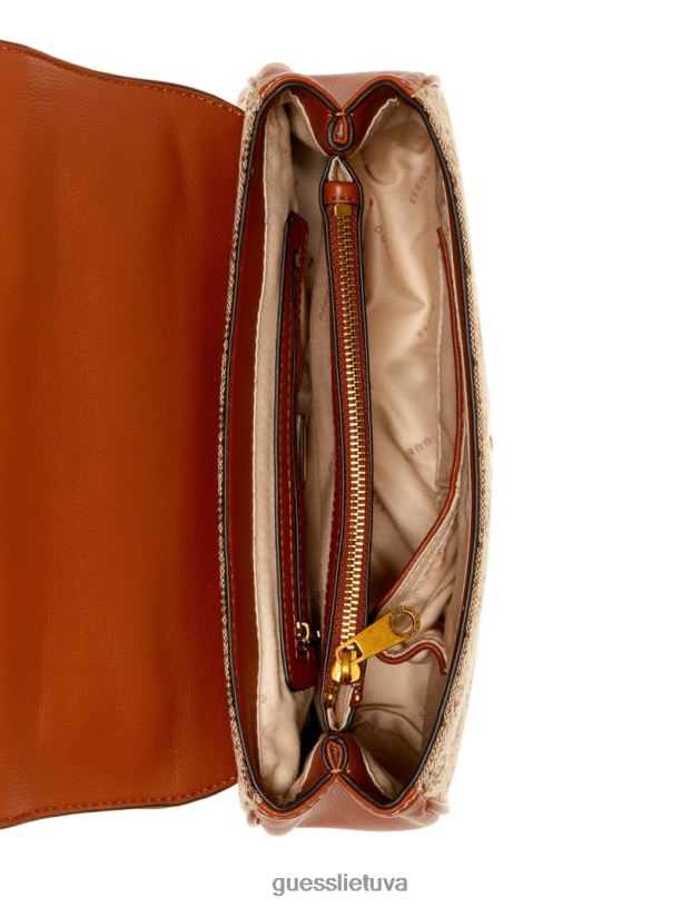 moterys GUESS 6NLN2981 krepšiai latte/konjakas aviana kabrioletas skersinis