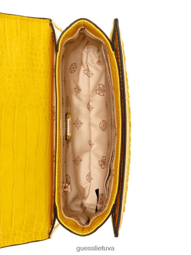 moterys GUESS 6NLN2985 krepšiai geltona abey šiaudų kryžius