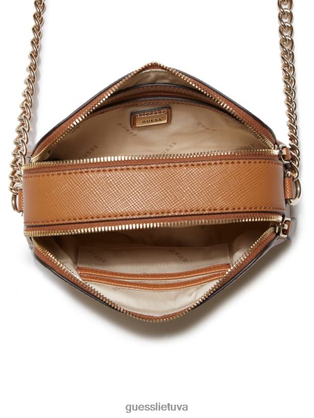 moterys GUESS 6NLN3030 krepšiai lengvas konjakas noelle kameros kryžminis korpusas