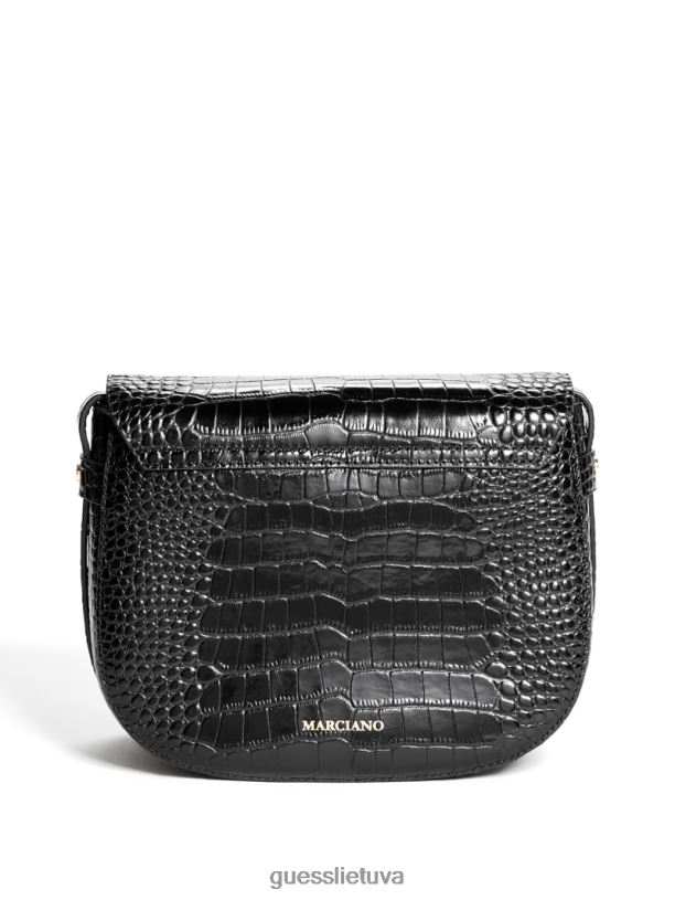 moterys GUESS 6NLN3324 krepšiai juodas krokodilo balno krepšys