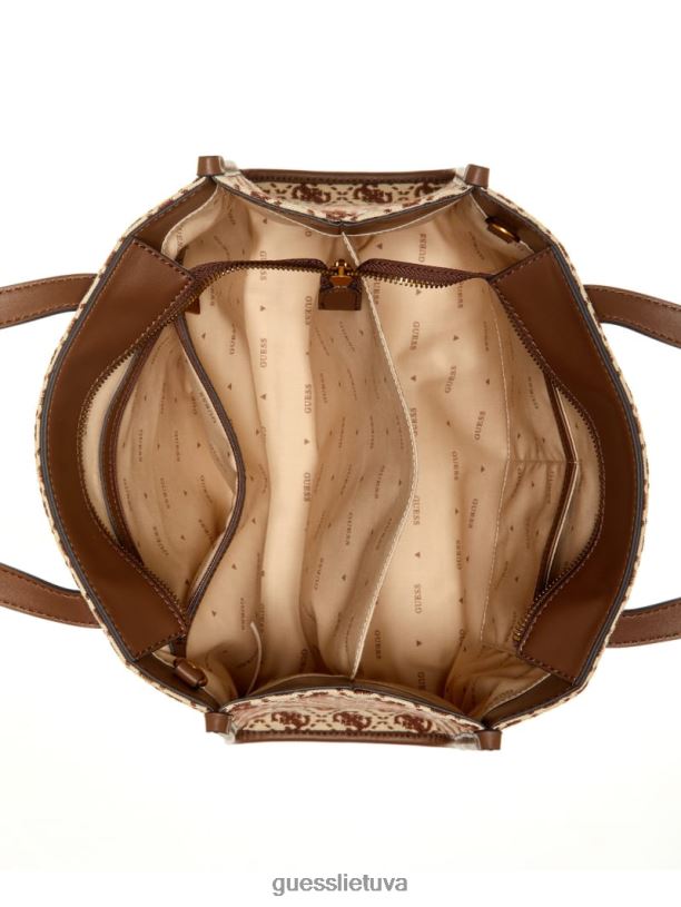 moterys GUESS 6NLN2782 krepšiai rudas multi izzy žakardo logotipo krepšys