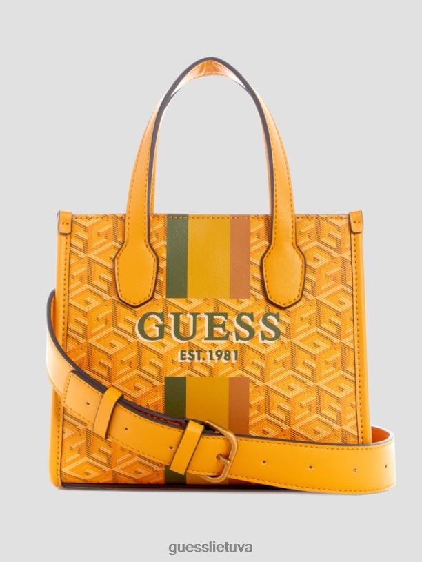 moterys GUESS 6NLN2884 krepšiai geltonas logotipas Silvana mini krepšeliai