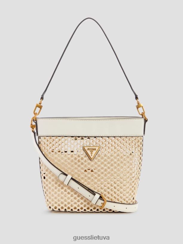 moterys GUESS 6NLN2886 krepšiai dramblio kaulo vikky šiaudinis kibiras