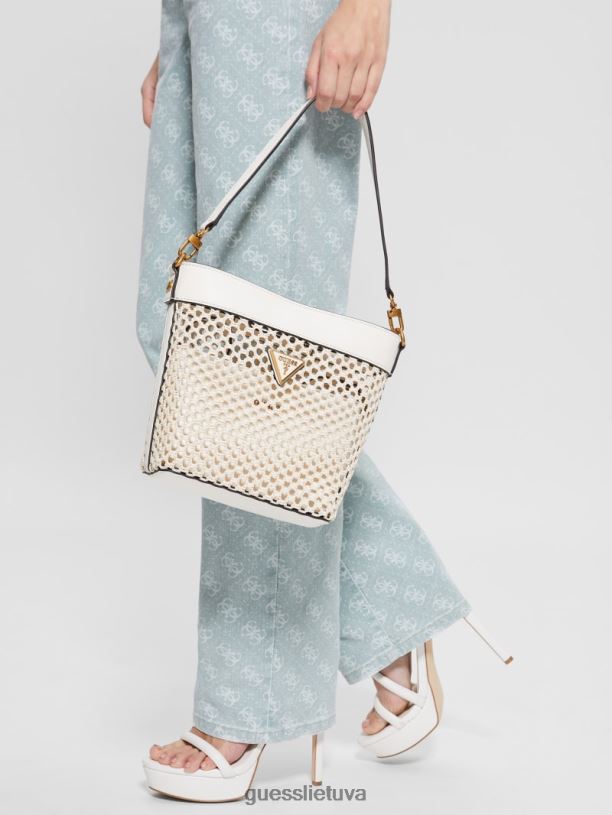 moterys GUESS 6NLN2886 krepšiai dramblio kaulo vikky šiaudinis kibiras