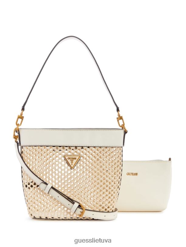 moterys GUESS 6NLN2886 krepšiai dramblio kaulo vikky šiaudinis kibiras
