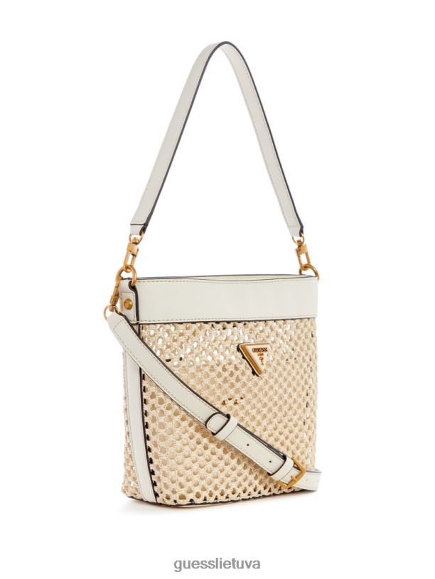 moterys GUESS 6NLN2886 krepšiai dramblio kaulo vikky šiaudinis kibiras