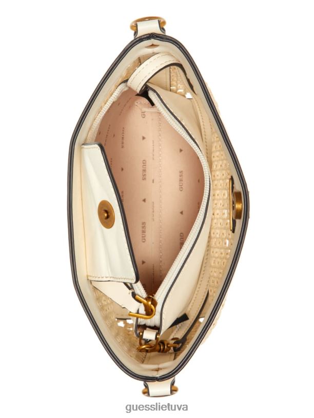 moterys GUESS 6NLN2886 krepšiai dramblio kaulo vikky šiaudinis kibiras