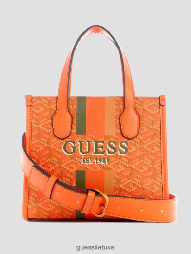 moterys GUESS 6NLN2932 krepšiai oranžinis logotipas Silvana mini krepšeliai