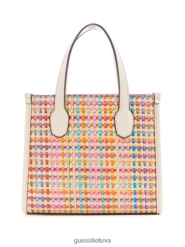 moterys GUESS 6NLN2939 krepšiai baltas multi Silvana spalvingas šiaudų mini krepšys