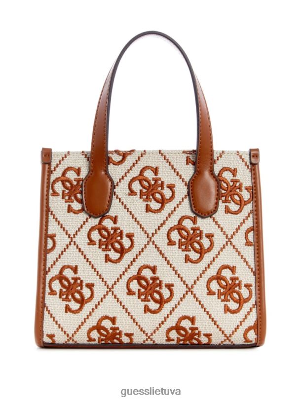 moterys GUESS 6NLN3079 krepšiai smiltainio plovimas Silvana siuvinėta drobė mini dėklas