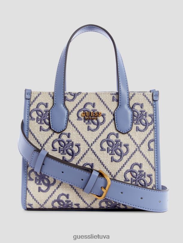moterys GUESS 6NLN3080 krepšiai wisteria logotipas Silvana siuvinėta drobė mini dėklas
