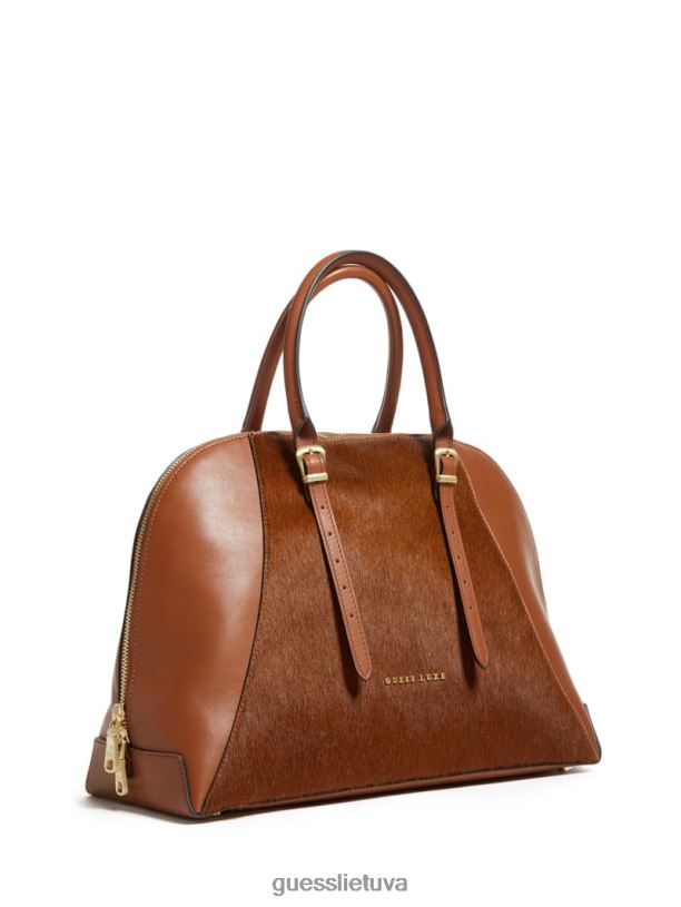 moterys GUESS 6NLN3086 krepšiai rudas moteriškas prabangus odinis kupolas