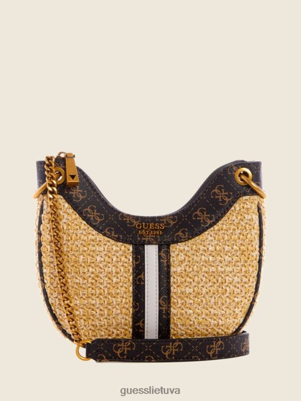 moterys GUESS 6NLN2993 krepšiai bleu/bella sera prausiklis kasinta raffia mini hobo bag