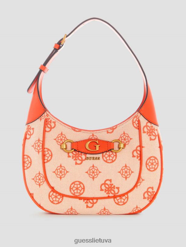moterys GUESS 6NLN3066 krepšiai oranžinė / ryškiai oranžinė „izzy“ logotipo kuprinė