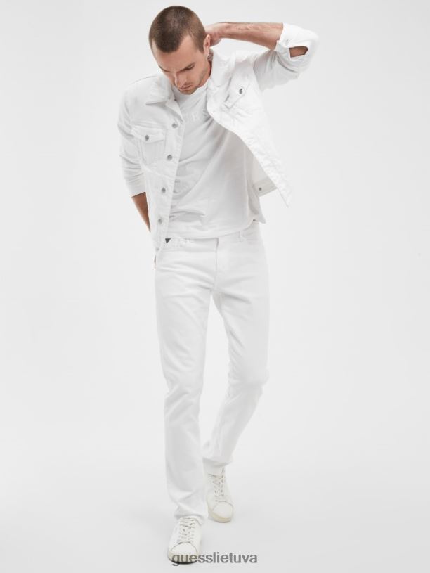 vyrų GUESS 6NLN3954 drabužiai optika balta ekologiniai siaurėjantys džinsai