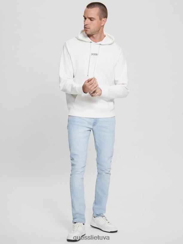 vyrų GUESS 6NLN4157 drabužiai matinis baltas eko roy džemperis su logotipu