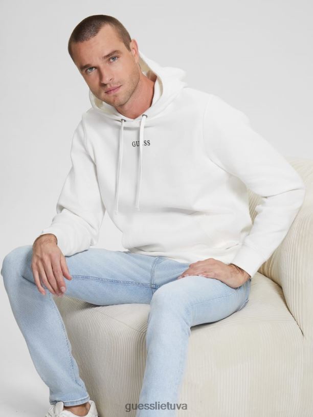 vyrų GUESS 6NLN4157 drabužiai matinis baltas eko roy džemperis su logotipu