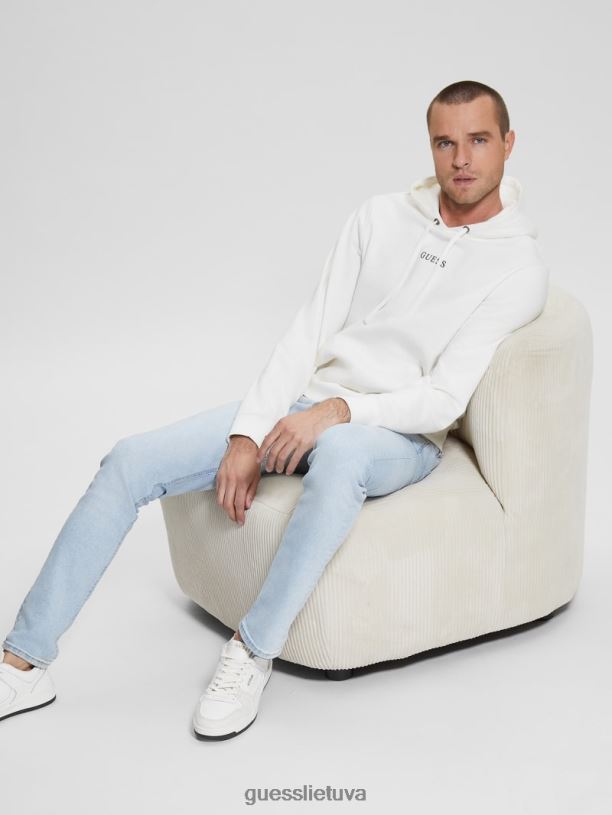 vyrų GUESS 6NLN4157 drabužiai matinis baltas eko roy džemperis su logotipu