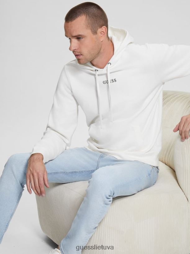 vyrų GUESS 6NLN4157 drabužiai matinis baltas eko roy džemperis su logotipu