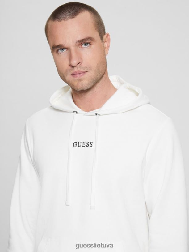 vyrų GUESS 6NLN4157 drabužiai matinis baltas eko roy džemperis su logotipu