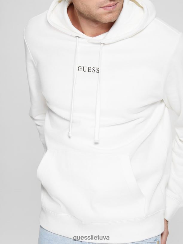 vyrų GUESS 6NLN4157 drabužiai matinis baltas eko roy džemperis su logotipu