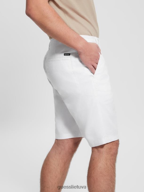 vyrų GUESS 6NLN4016 drabužiai visiškai baltas eko kurortiniai lininiai šortai