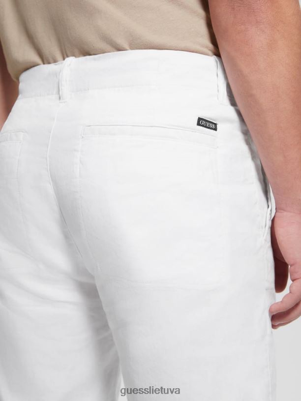 vyrų GUESS 6NLN4016 drabužiai visiškai baltas eko kurortiniai lininiai šortai