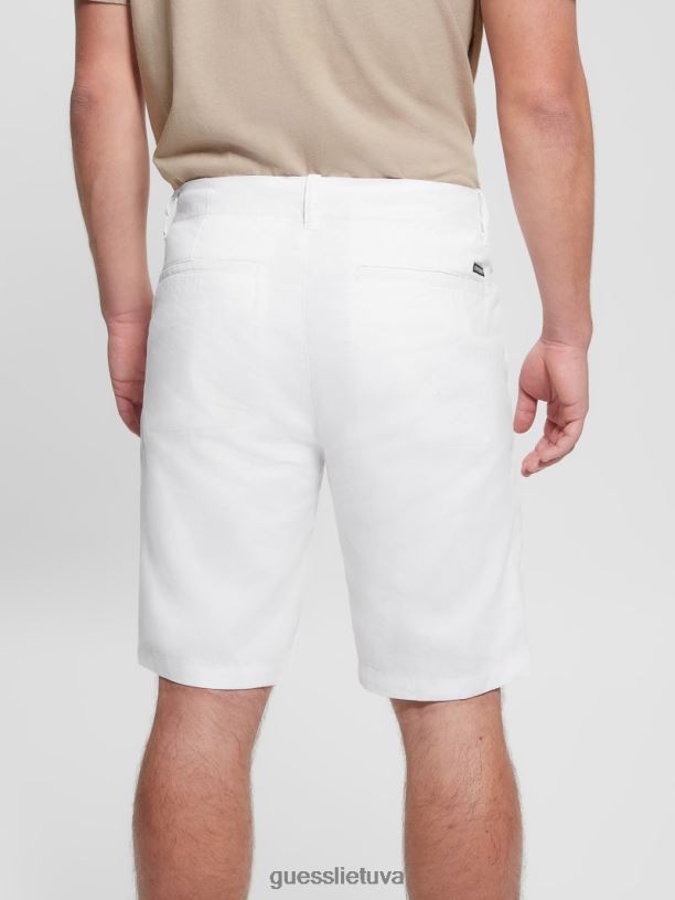 vyrų GUESS 6NLN4016 drabužiai visiškai baltas eko kurortiniai lininiai šortai
