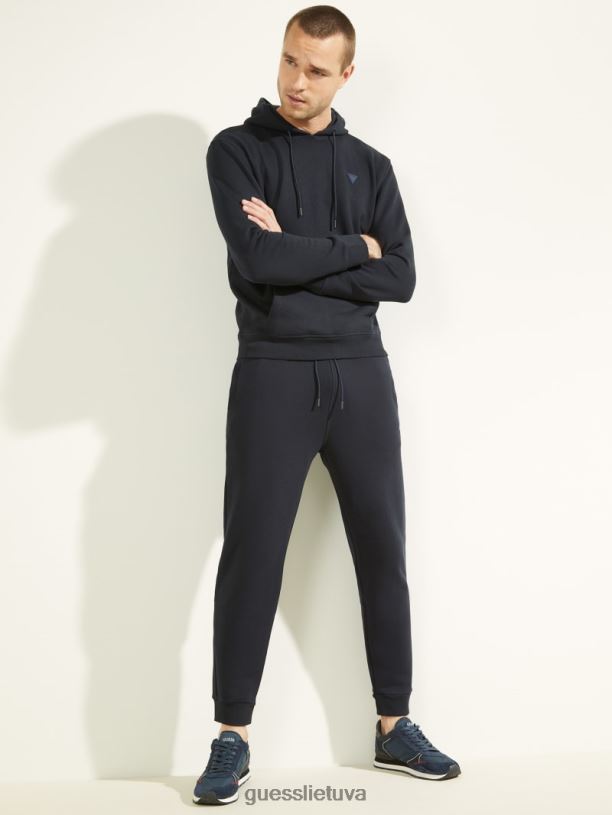 vyrų GUESS 6NLN4170 drabužiai giluminis jūrinis Ekologiškos aldwin logotipo kelnės