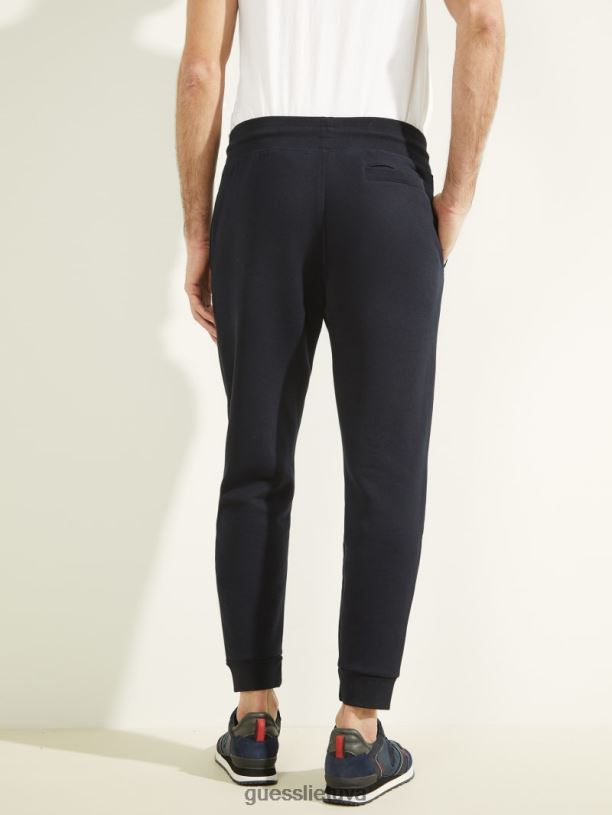 vyrų GUESS 6NLN4170 drabužiai giluminis jūrinis Ekologiškos aldwin logotipo kelnės