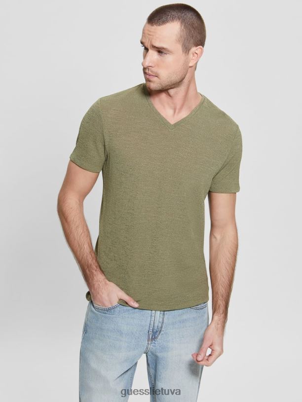 vyrų GUESS 6NLN4010 drabužiai dulkėta alyvuogė marlės marškinėliai