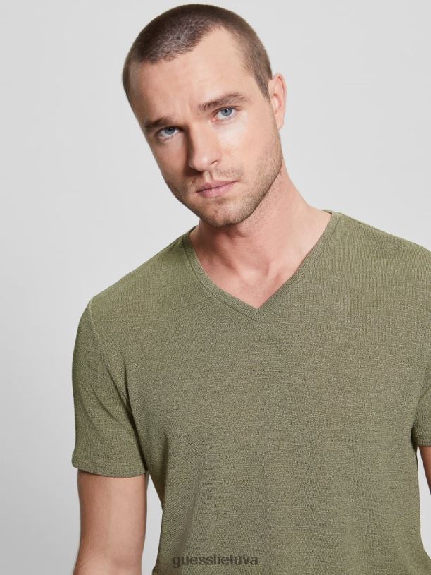 vyrų GUESS 6NLN4010 drabužiai dulkėta alyvuogė marlės marškinėliai