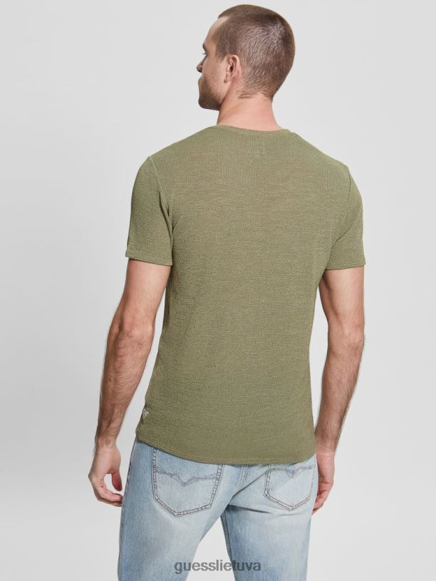 vyrų GUESS 6NLN4010 drabužiai dulkėta alyvuogė marlės marškinėliai