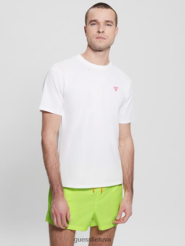 vyrų GUESS 6NLN4023 drabužiai visiškai baltas marškinėliai su ekologišku logotipu