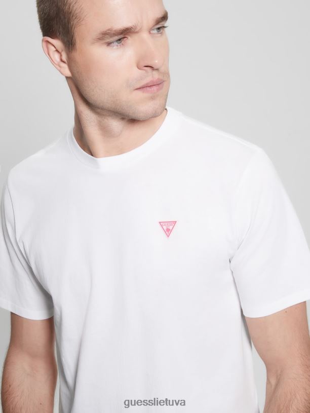 vyrų GUESS 6NLN4023 drabužiai visiškai baltas marškinėliai su ekologišku logotipu