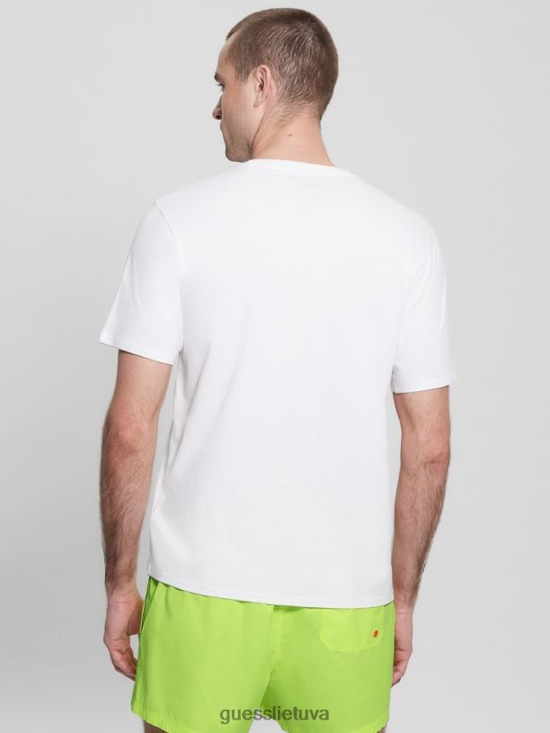 vyrų GUESS 6NLN4023 drabužiai visiškai baltas marškinėliai su ekologišku logotipu