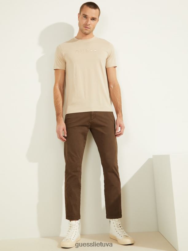 vyrų GUESS 6NLN4054 drabužiai klajoklis marškinėliai su išsiuvinėtu logotipu